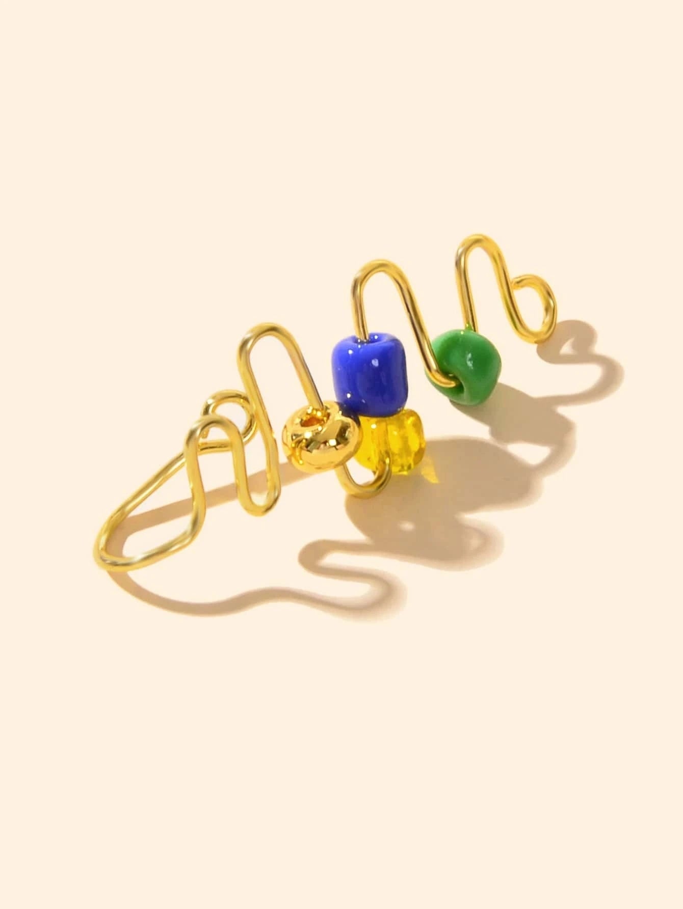 1 pc Fake Nose Ring Blue Green Beads Spiral Nose Stud Piercing Faux Nose Rings-1