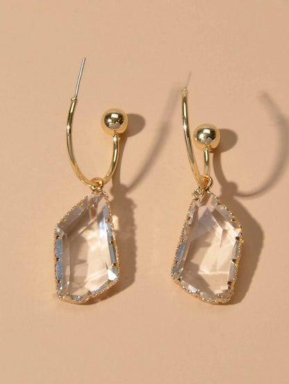 Designer Jewelry Transparent Acrylic Geometric Hoop Dangle Earrings Accessories-1