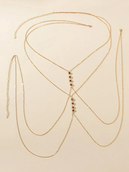 Body Chain Jewellery for Girls Bikini Belly Chain Necklace with Acrylic Beads-2