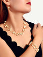 Jewellery set Pearl Decor Gold Multi-layer Chain Necklace Bracelet Drop Earrings-0