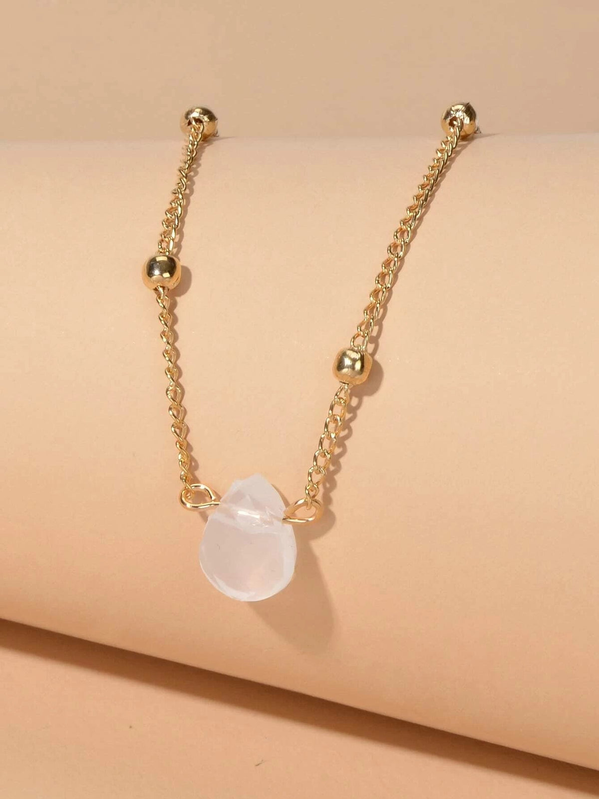 Boho Gold Silver Metal Round Beads Water Drop Charm Stunning Choker Necklace-2
