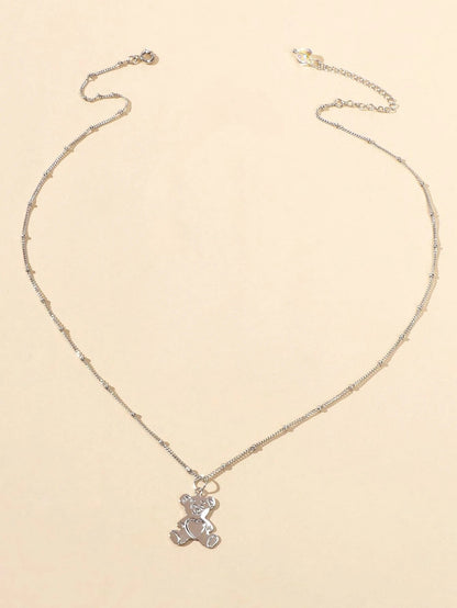 Lovely Jewellery Silver Chain Cute Bear Pendant Necklace Women Vivid Accessories-1