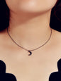 Rock Jewellery Black Cute Crescent Moon Pendant Necklace Minimalist Accessories-0