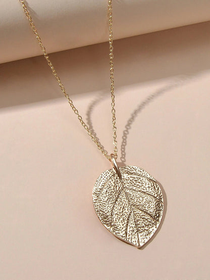 AU Post Boho Gold Chain Leaf Charm Long Necklace Bohemia Accessories Bib Jewelry-2