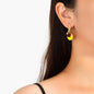 Yellow Enamel Round Dangle Geometric Earrings Y2k Style Sensitive Ears Studs-0