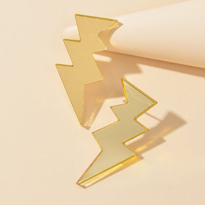 Personality Lightweight Gold Resin Lightning Stud Pierced 90's Inspired Earrings-2