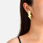 Personality Lightweight Gold Resin Lightning Stud Pierced 90's Inspired Earrings-0