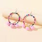 Ethnic Bohemian Style Colorful Beads Circle Ball Charm Dangle Earrings Jewellery-1