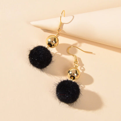 Retro Ladies Jewelry White Black Ball Dangle Earrings Party Decoration for Women-2