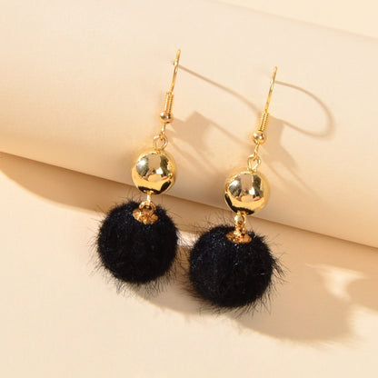 Retro Ladies Jewelry White Black Ball Dangle Earrings Party Decoration for Women-4