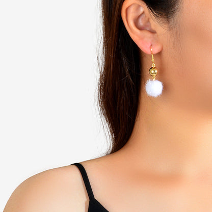 Retro Ladies Jewelry White Black Ball Dangle Earrings Party Decoration for Women-1