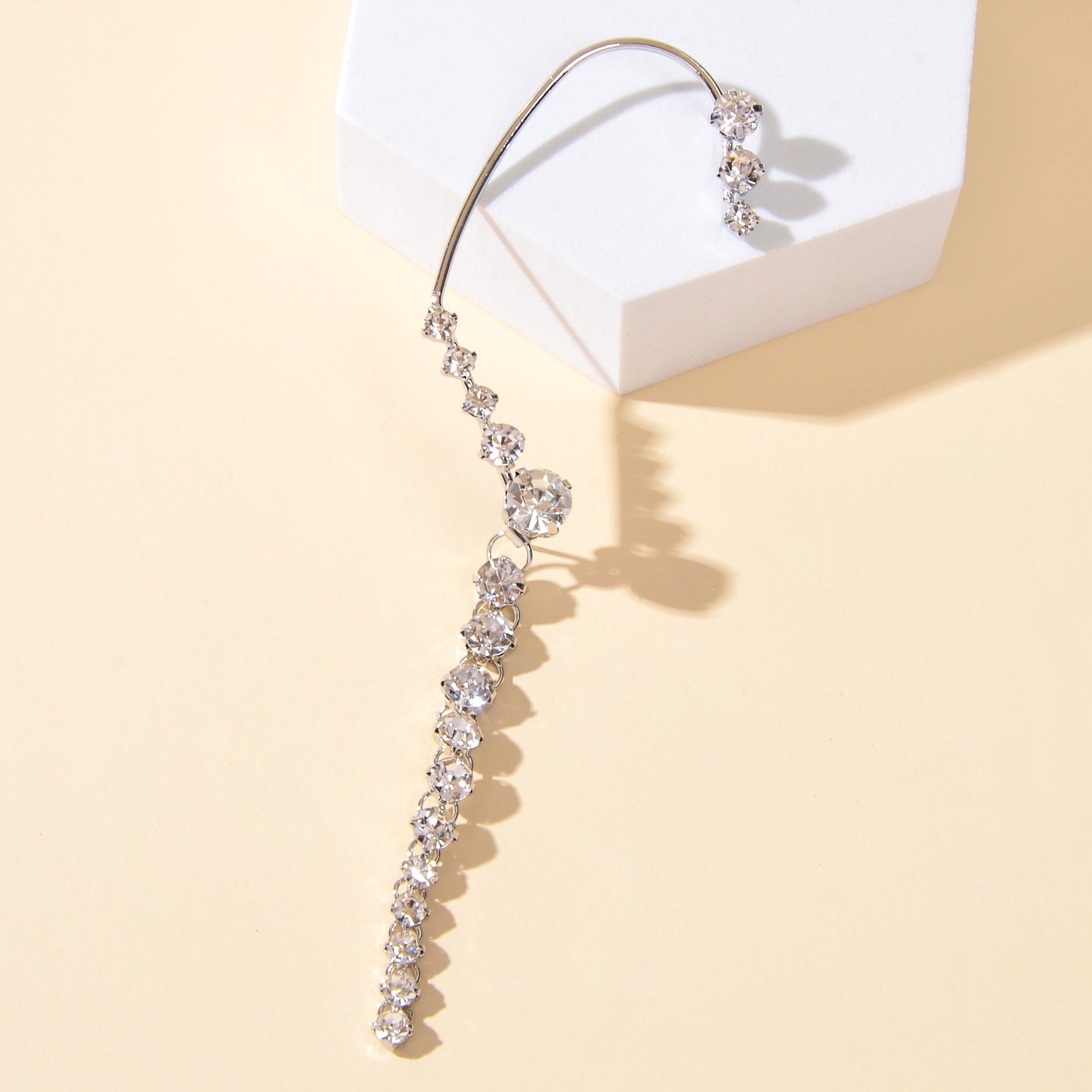 1 pc Luxury Cartilage Jewellery Full Rhinestone Long Ear Cuff Cartilage Earring-1