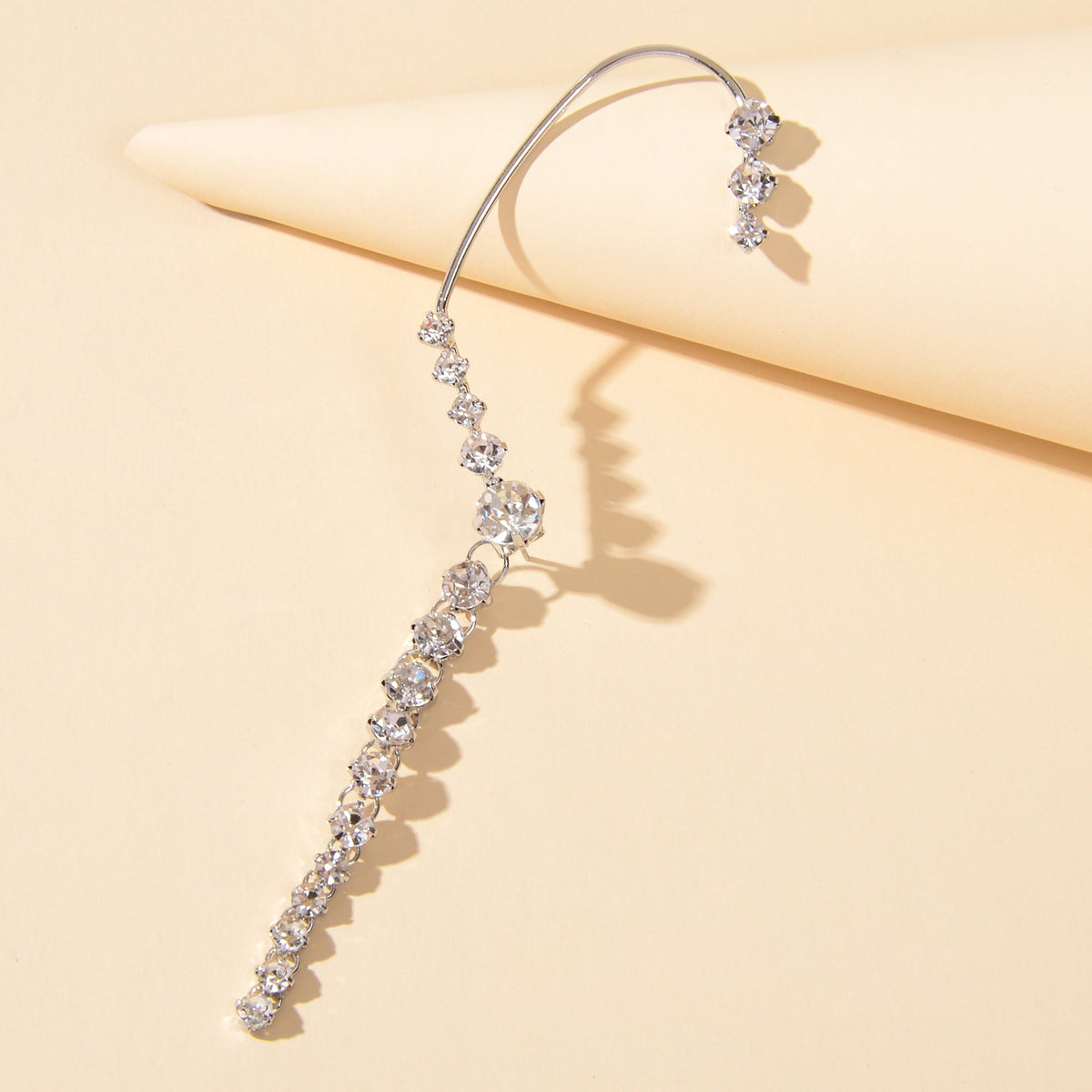 1 pc Luxury Cartilage Jewellery Full Rhinestone Long Ear Cuff Cartilage Earring-2