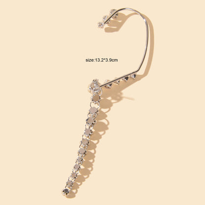1 pc Luxury Cartilage Jewellery Full Rhinestone Long Ear Cuff Cartilage Earring-4