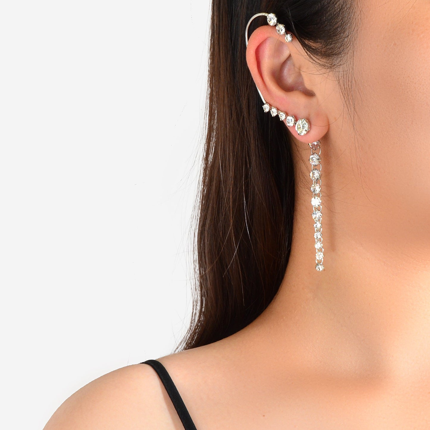 1 pc Luxury Cartilage Jewellery Full Rhinestone Long Ear Cuff Cartilage Earring-0
