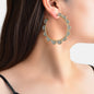 Party Decoration Women Silver Spinning Flower Big Hoop Statement Trendy Earrings-0
