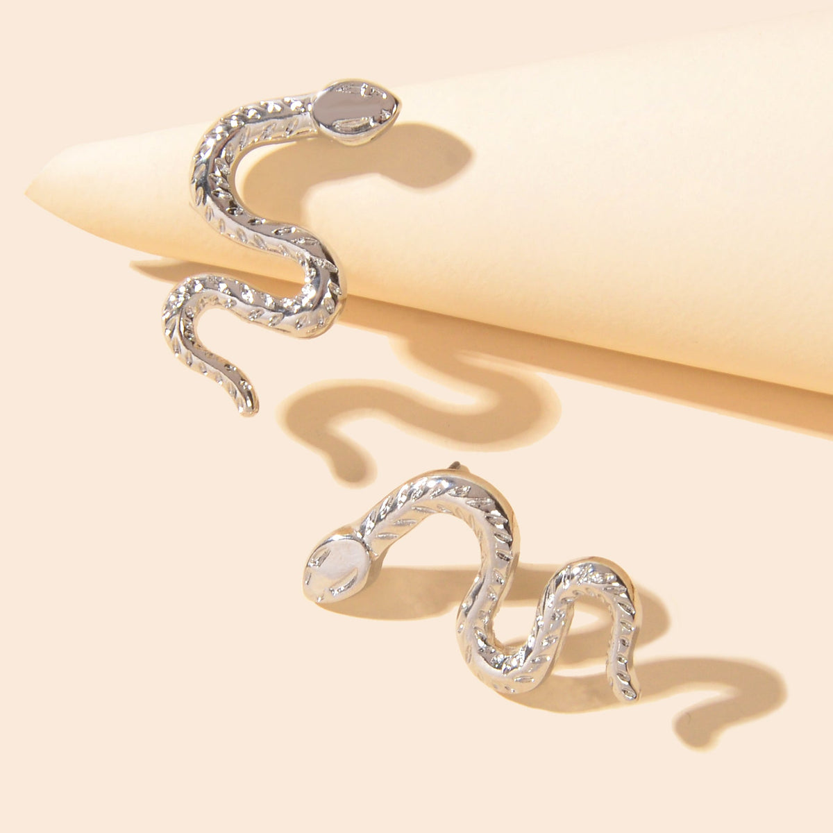 Gothic Punk Silver Dainty Snake Stud Earrings Minimalist Personality Ear Jewelry-1
