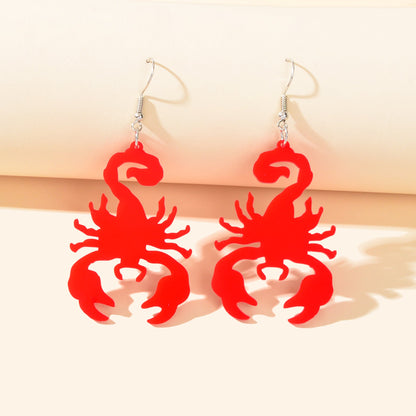 Red Acrylic Statement Personalized Scorpion Dangle Hook Earrings Insect Jewelry-1