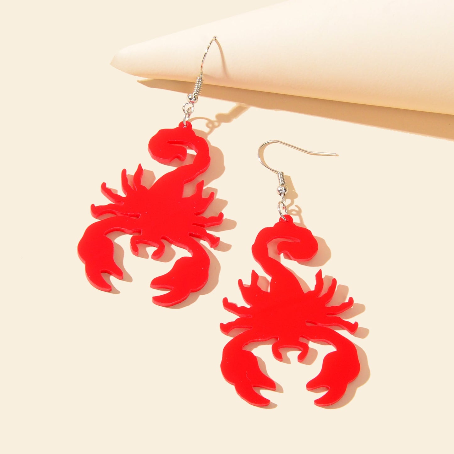 Red Acrylic Statement Personalized Scorpion Dangle Hook Earrings Insect Jewelry-2