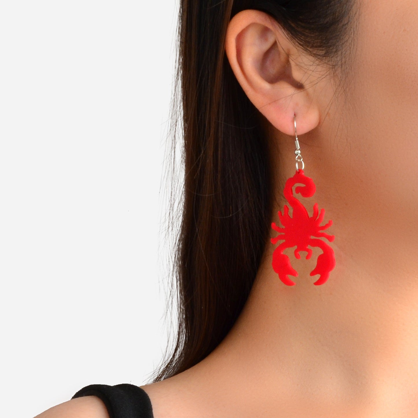 Red Acrylic Statement Personalized Scorpion Dangle Hook Earrings Insect Jewelry-0