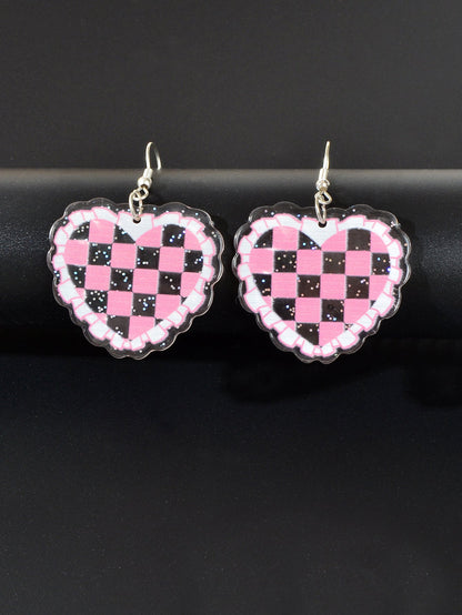 Colorful Sparkling Glittery Heart Pendant Earrings Radiant Glamour Party Jewelry-4