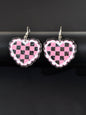 Colorful Sparkling Glittery Heart Pendant Earrings Radiant Glamour Party Jewelry-4