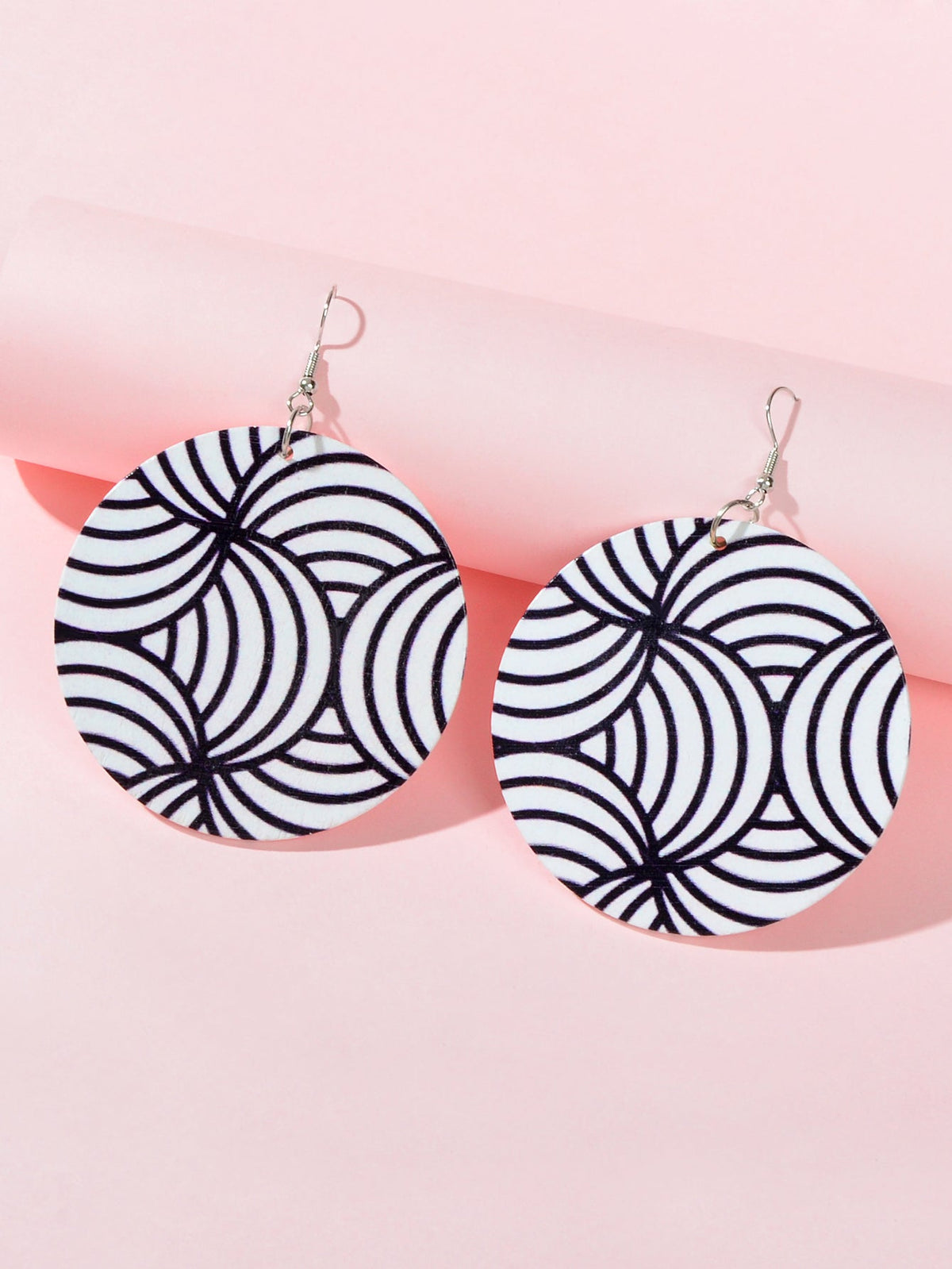 Black White Round Zebra Pattern Earrings Novelty Teenager Hanging Out Jewellery-2