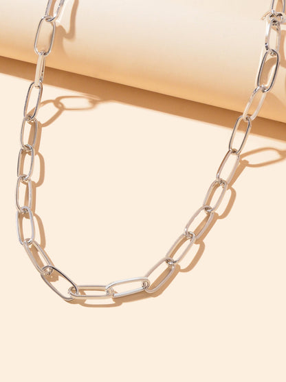 Punk Rock Style Crude Silver Link Chain Minimalist Necklace Men Party Decoration-2