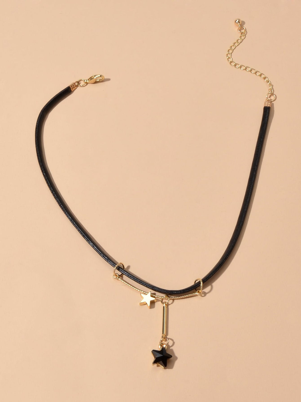 Gothic Punk 90s Black Pu Leather Star Charm Tattoo Choker Necklace Grunge Collar-2