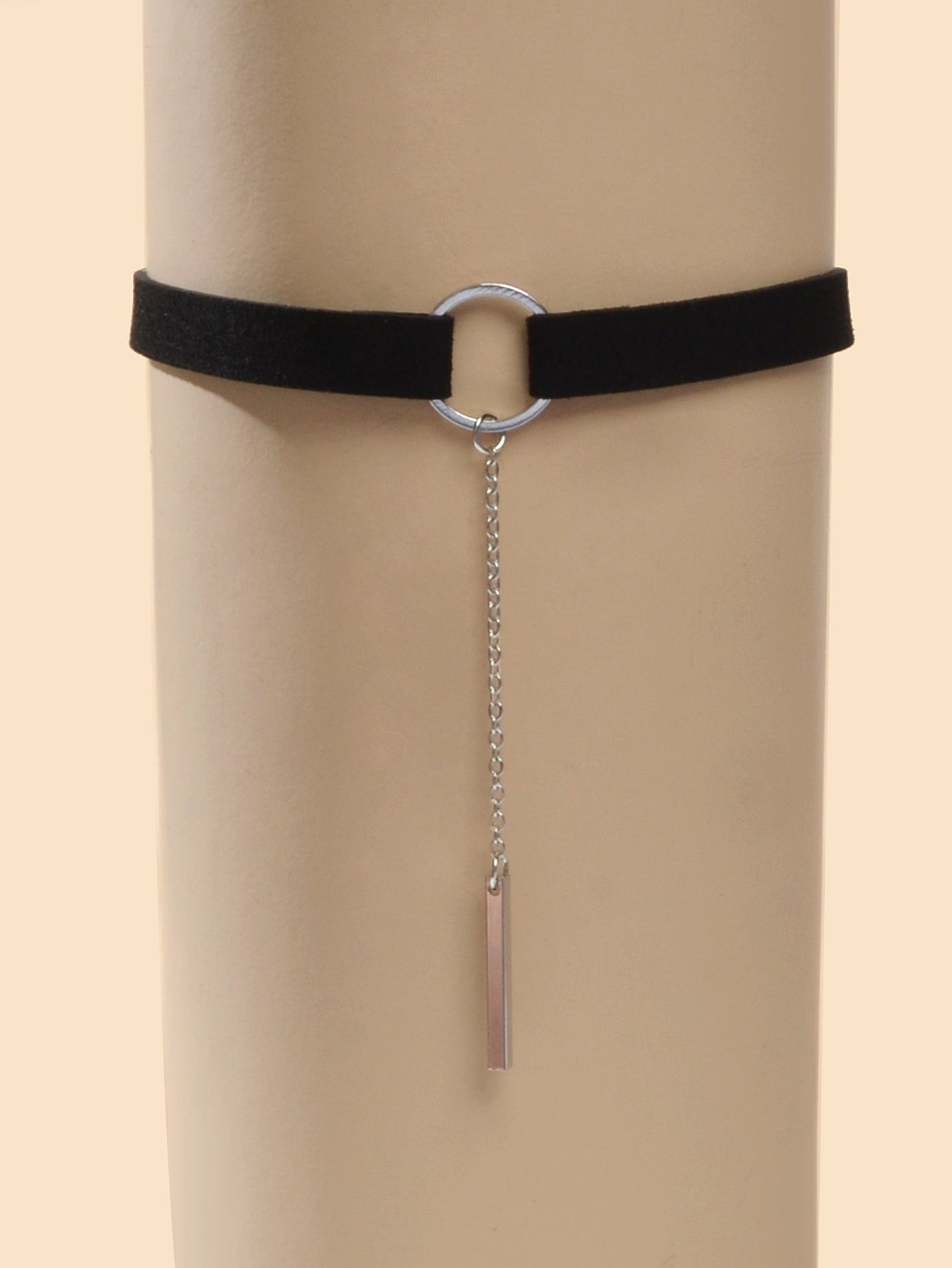 Gothic Punk 90s Black Leather Choker Bar Tattoo Choker Necklace Grunge Collar-2