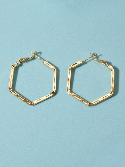 Minimalist Gold Silver Geometric Hoop Earrings Statement Ladies Accessories Gift-2