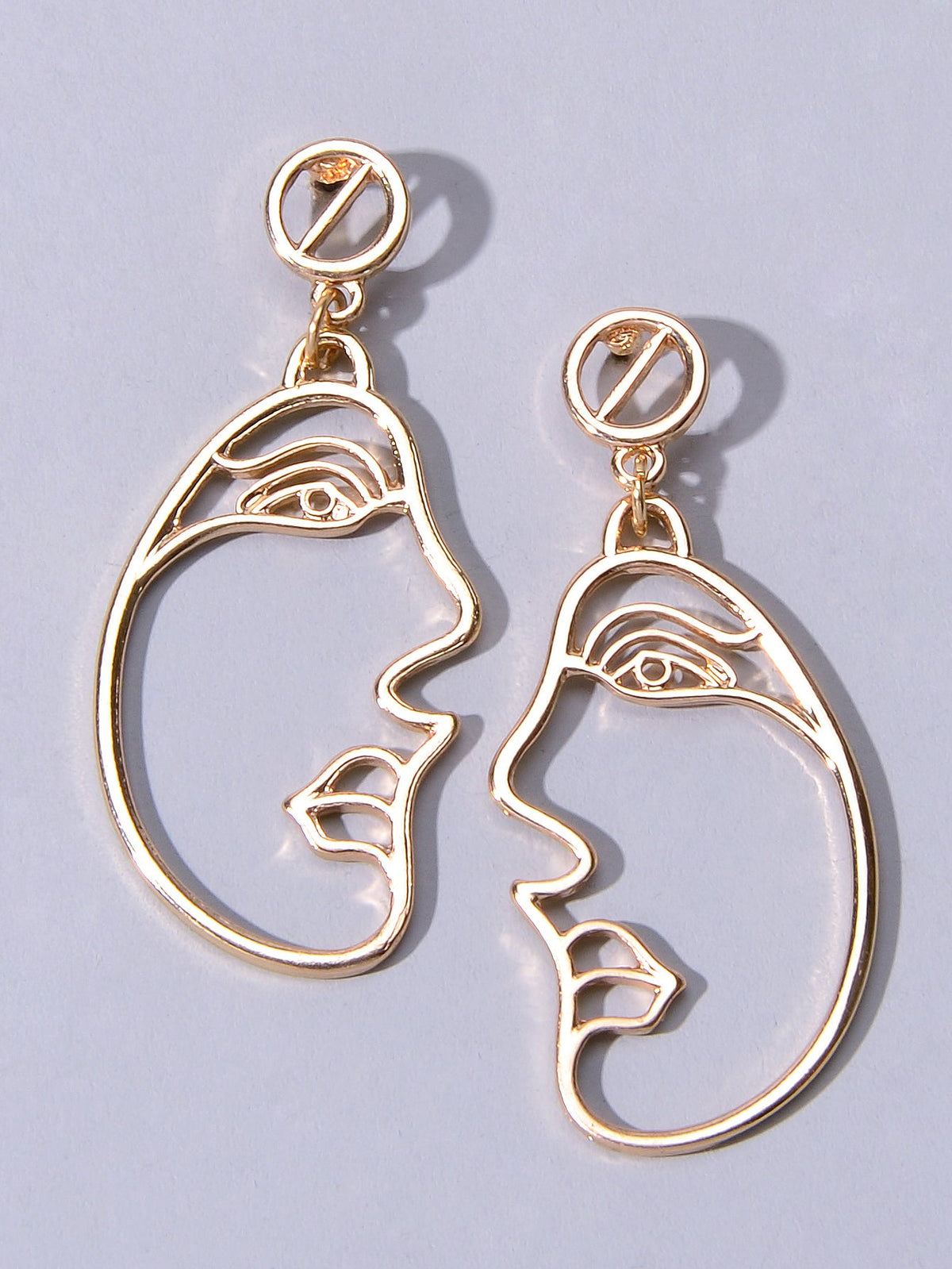 Geometric Punk Gold Metal Face Shape Minimalist Statement Dangle Earrings Party-3