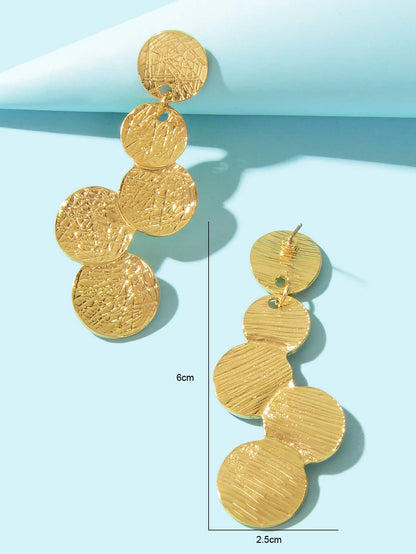 Circle Disc Coin Geometric Flat Brushed Geometric Statement Earrings Gift-3