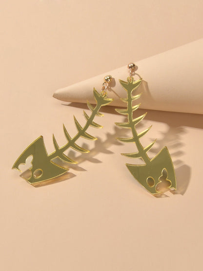 Personality Creative Acrylic Fish Bones Dangling Earrings Rock Statement Jewelry-2