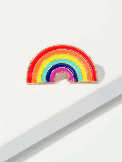 Colorful Enamel Rainbow Cactus Hat Brooch Lapel Badges Funny Button Pins Jewelry-2
