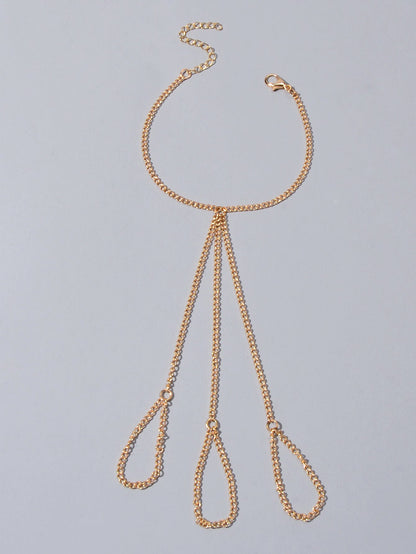Body Jewellery Gold Chain with Finger Unique Boho Chic Slave Bracelets for Women-1