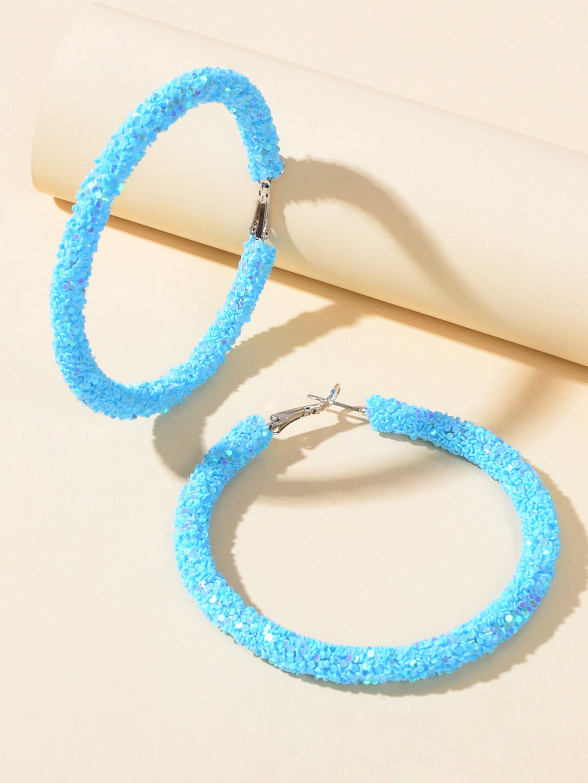 A Pair Large Round Glitter Earrings Women Chic Jewellery Stunning Party Gift-2