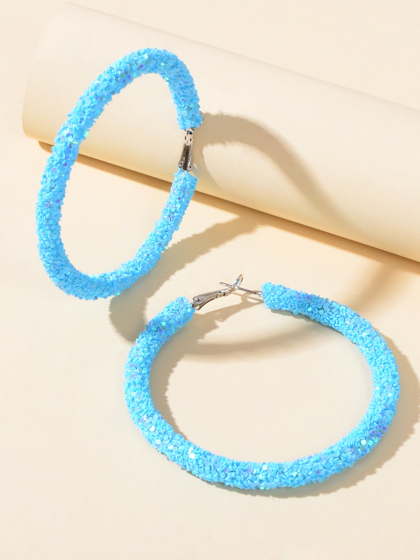 A Pair Large Round Glitter Earrings Women Chic Jewellery Stunning Party Gift-2