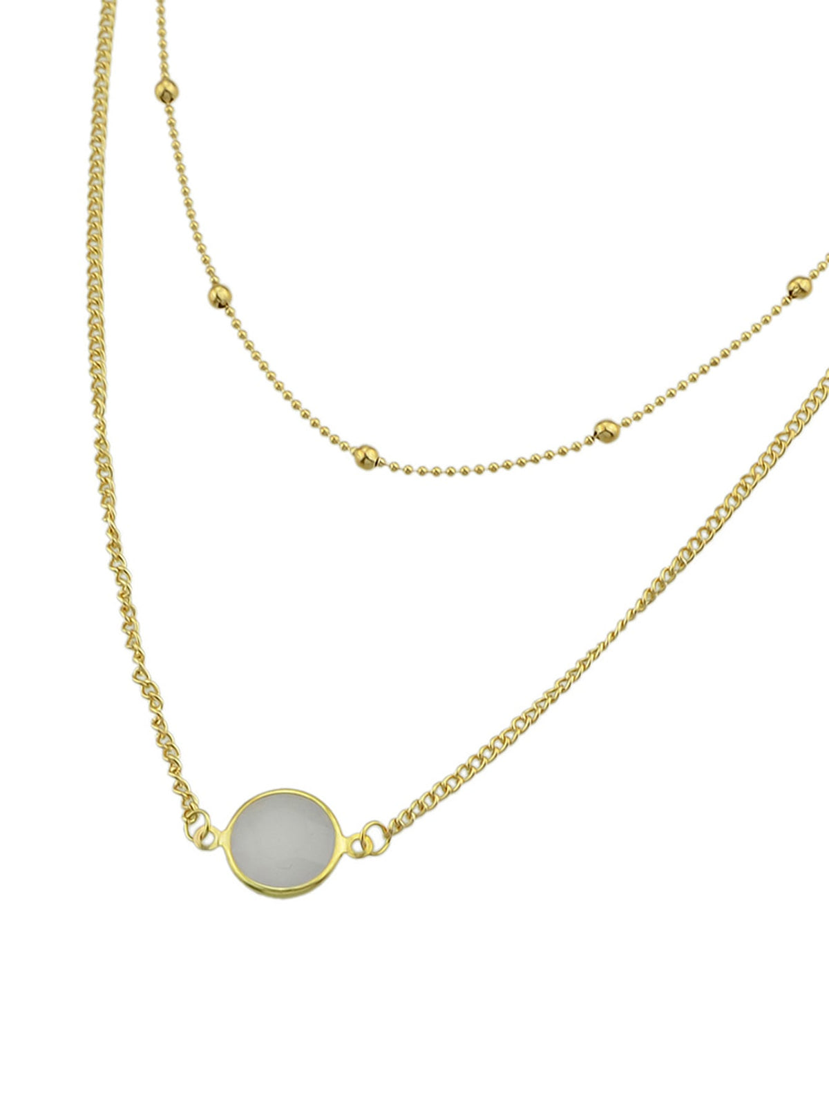 Boho Chic Double layer Gold Chain Round Charm Necklace Fashion Women Accessories-2