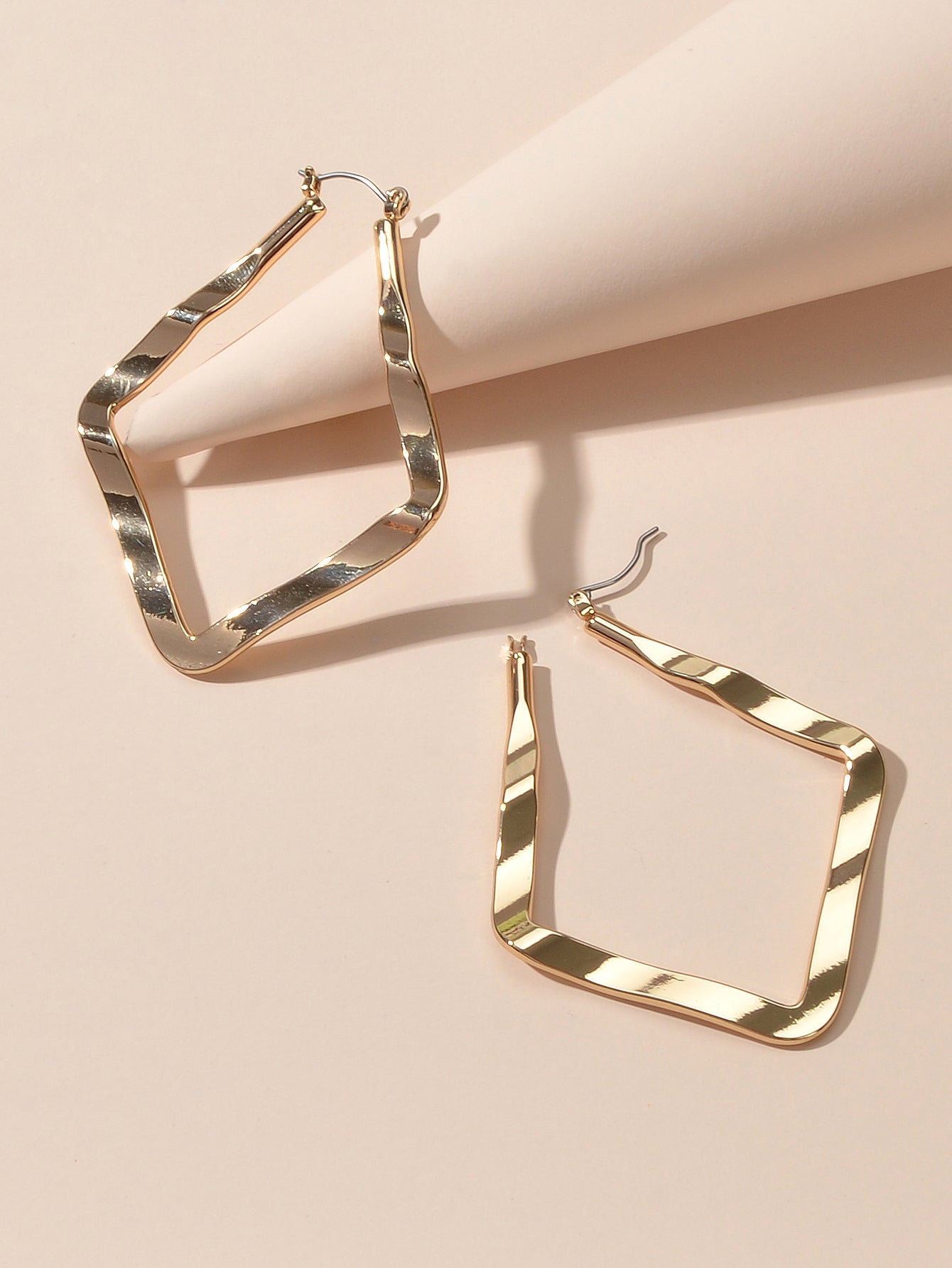 Statement Gold Metal Geometric Dangle Hoop Earrings Beautiful Teens Accessories-2