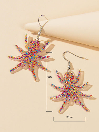 Statement Shining Multi-colored Acrylic Big Spider Dangle Punk Women Earrings-3