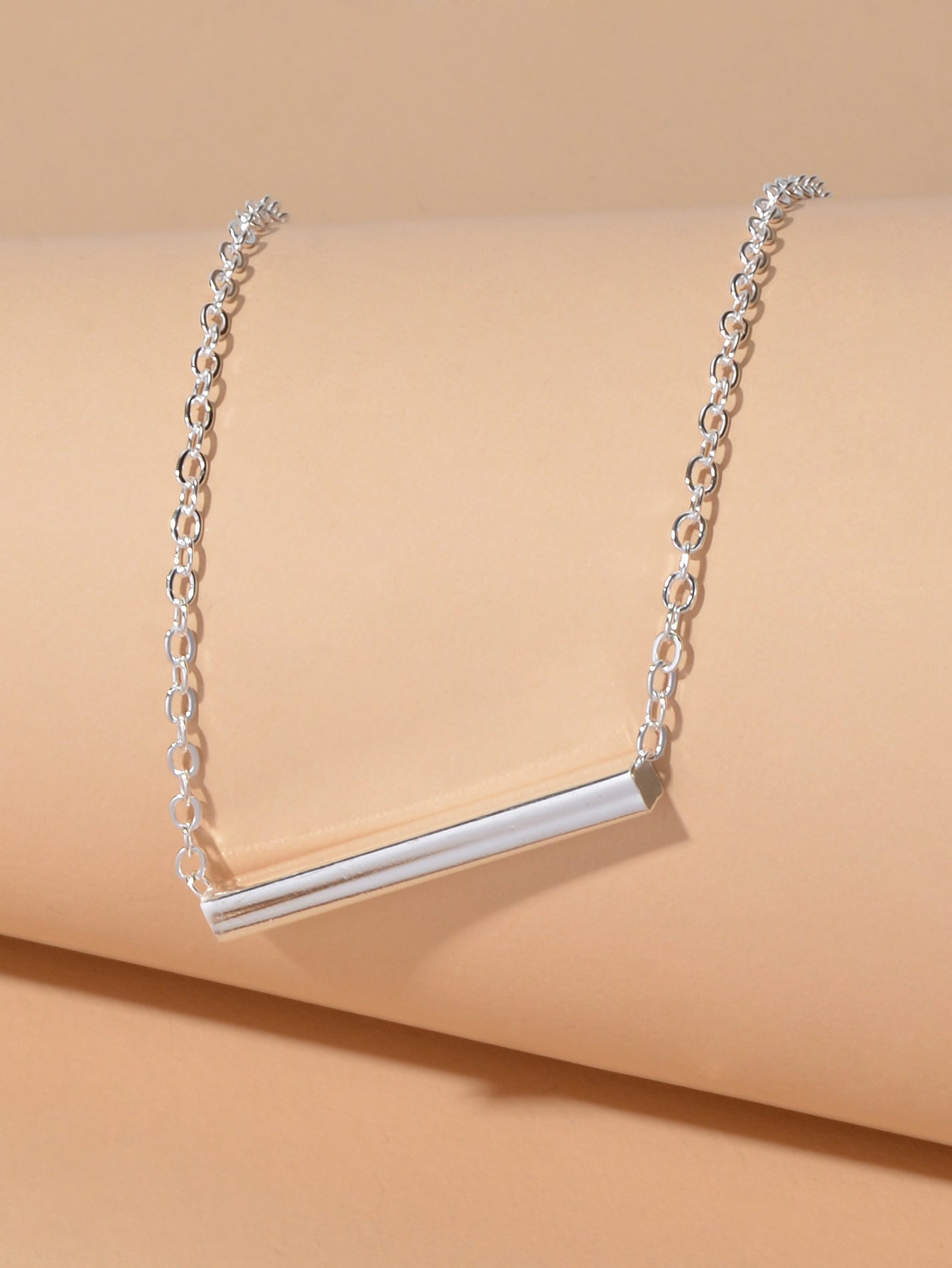 Minimalist Accessories Gold Chain Geometric Stick Charm Short Clavicle Necklace-2