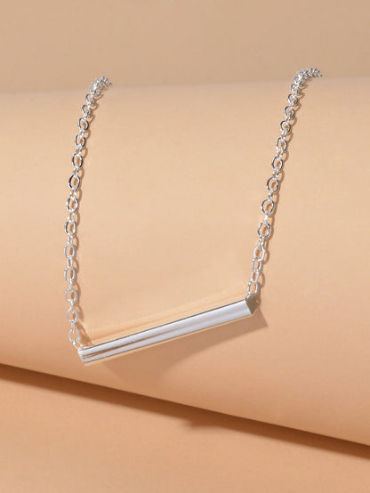 Minimalist Accessories Gold Chain Geometric Stick Charm Short Clavicle Necklace-2