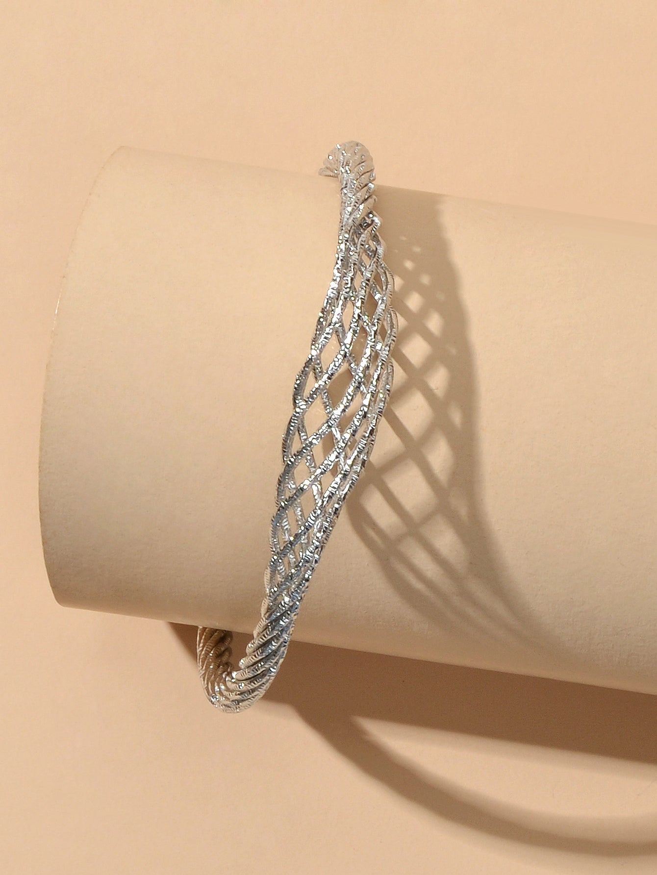 Ladies Jewellery Hollow Mesh Shape Gold Silver Open Cuff Women Bangle Bracelets-2