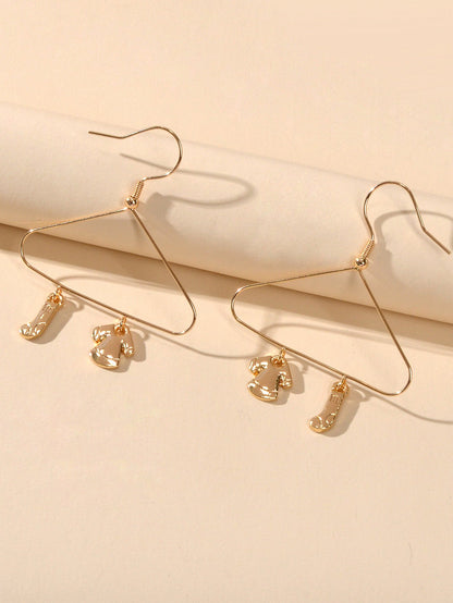 Cute Funny Minimalist Jewelry Gold Clothes Sock Drying Rack Dangle Party Earring-2