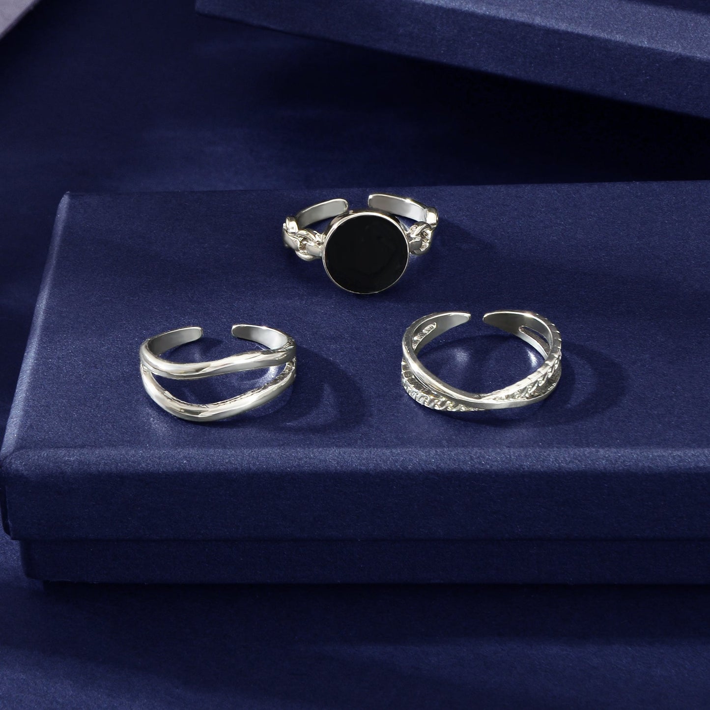 3 pcs Minimalist Round Eanmel Stackable Multiple Knuckle Midi Finger Ring Set-4