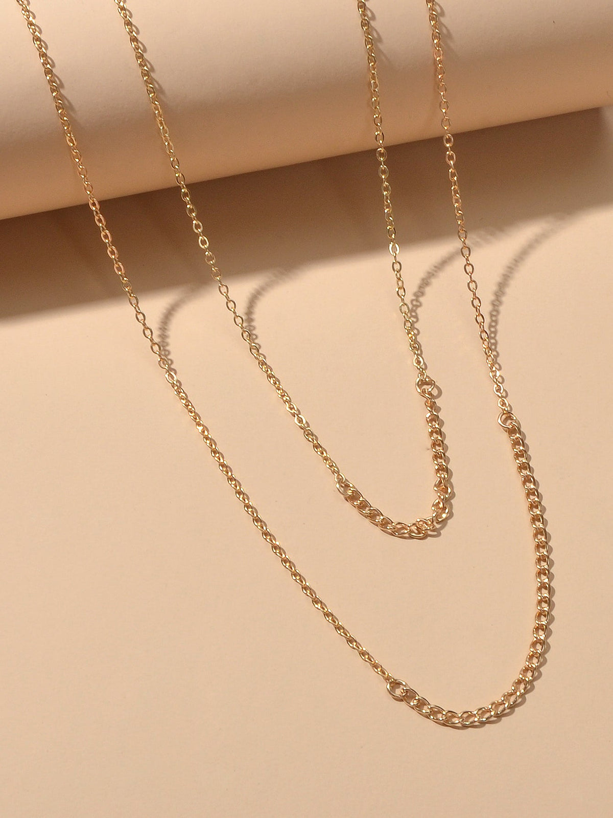 Double layer Gold Silver Chain Necklace Minimalist Women Teens Girls Accessories-2