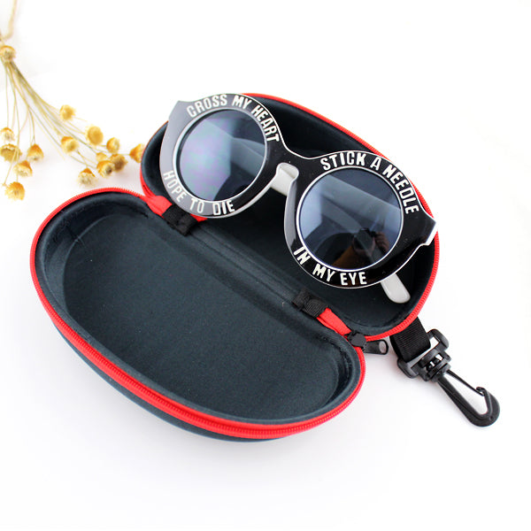 Stylish Black Sunglasses with Letter Print Fashionable Eyewear with Case-3