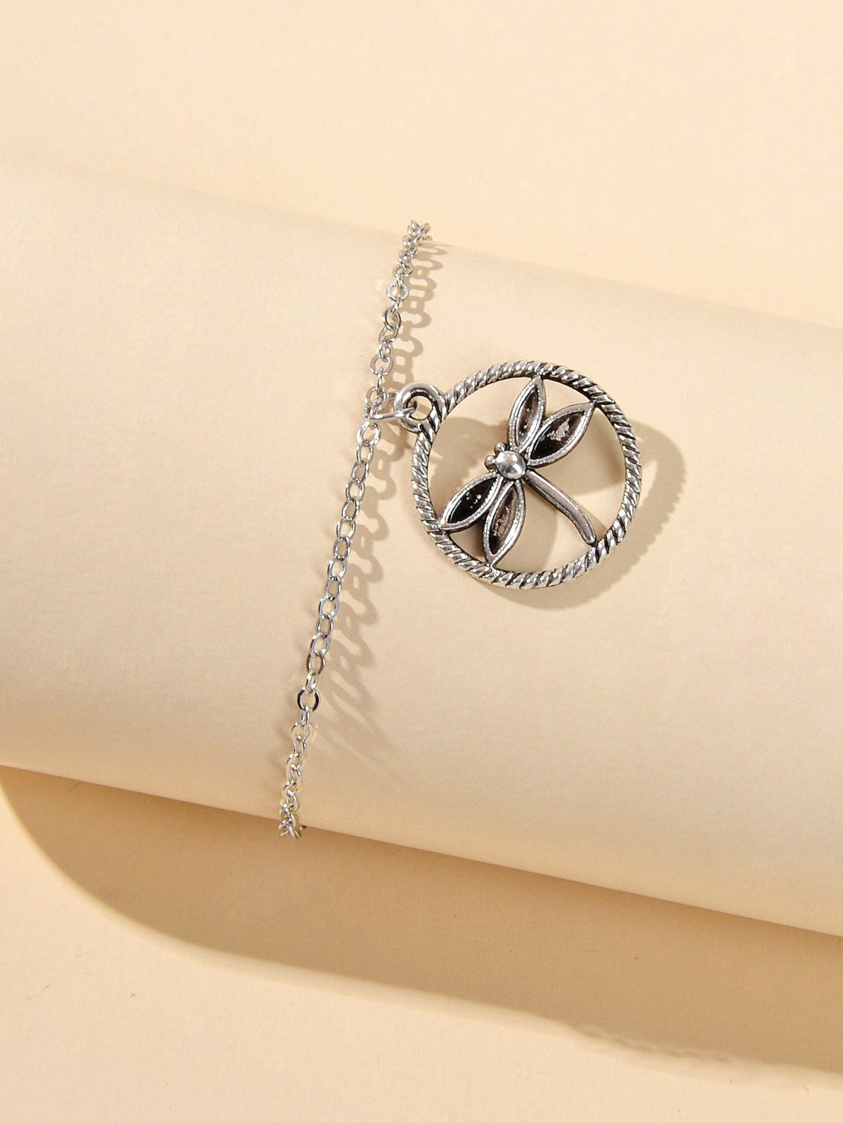 Ladies Jewellery Gold Silver Chain Circle Dragonfly Charm Friendship Bracelet-2