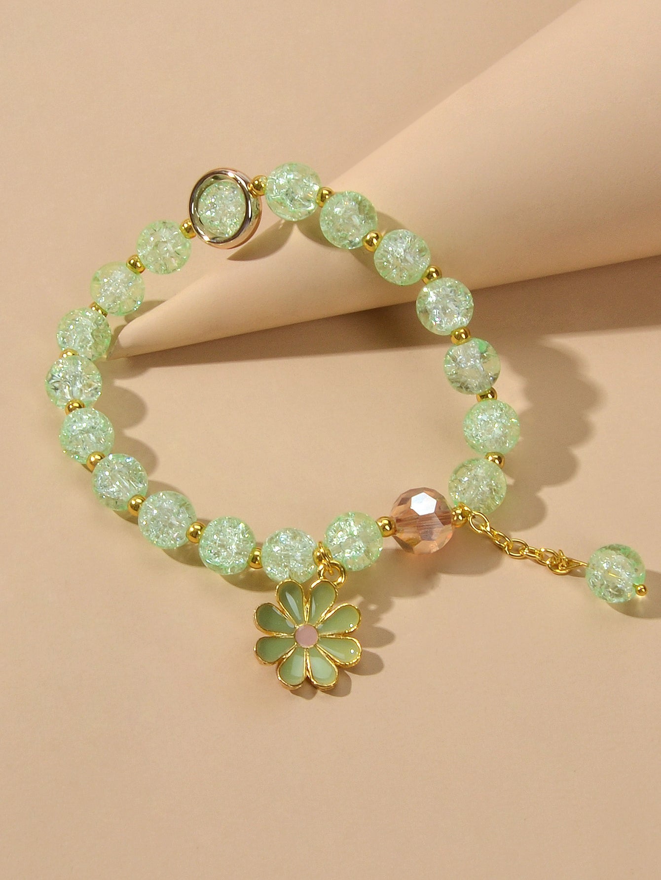 Handmade Beads Chain Flower Charm Bracelet Sweet Girls Teens Jewelry Dainty Gift-2
